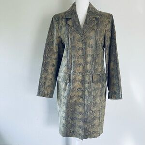Leather snake print trench coat vintage